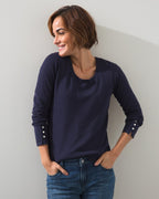 Unisex Sweater with Button Front - Navy