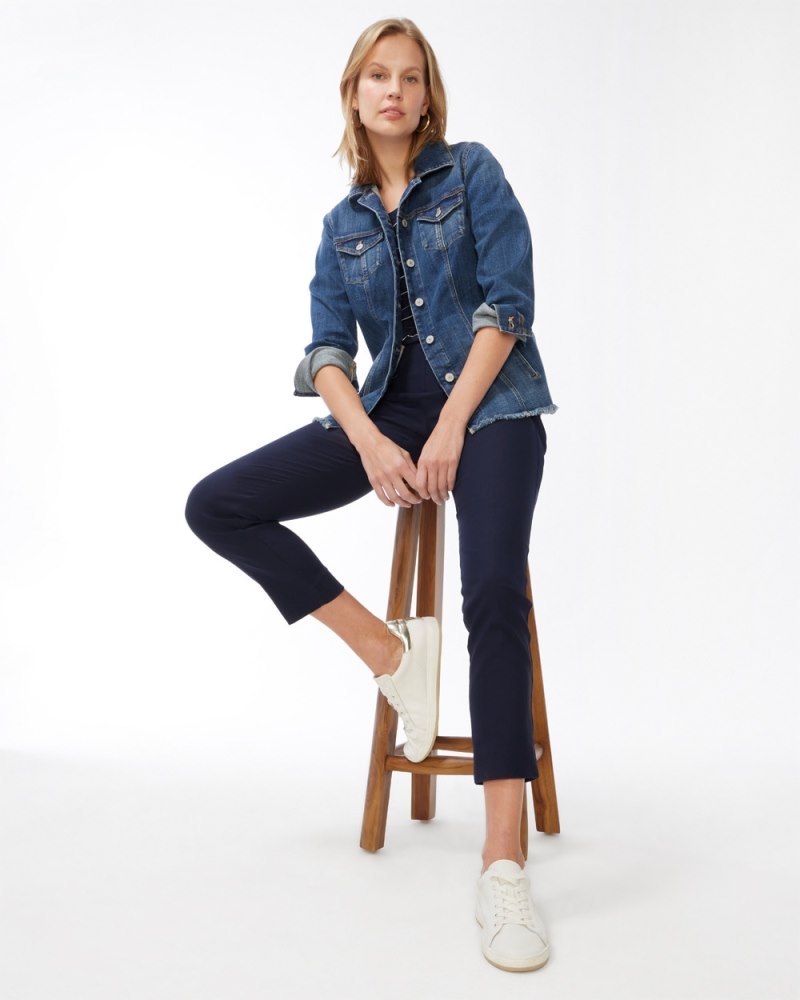 Unisex Relaxed Denim Jacket in Navy