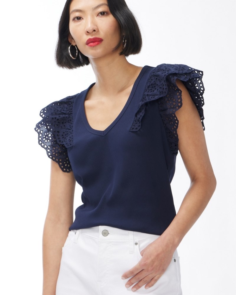 Unisex Ribbed Knit T-Shirt - Navy