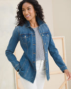 Unisex Relaxed Denim Jacket in Navy